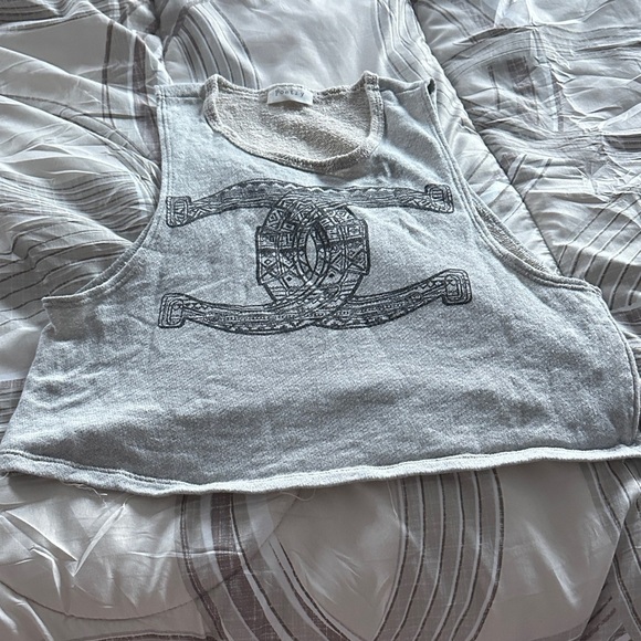 Poetry Tops - Poetry Light Gray Graphic Tank Top